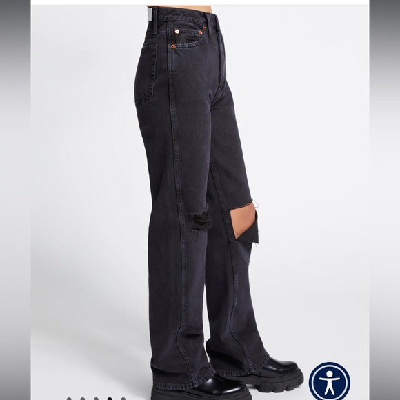 Re/done 90’s High Rise Loose In Black - Picture 10 of 11